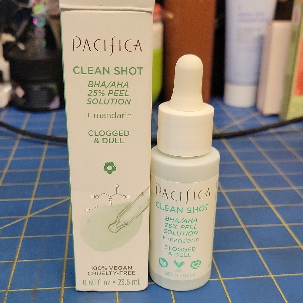 Pacifica Clean Shot BHA/AHA 25% Peel Solution Clogged & Dull New In Box Dropper